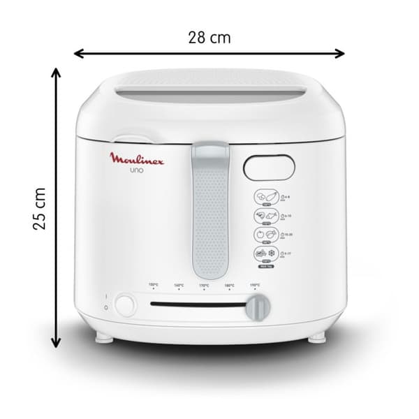 MOULINEX Uno Elektrisk fritös, 1 kg, 4 personer, kompakt, avtappningsläge för att minska mängden olja AF203110
