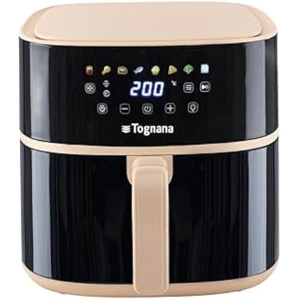 Air fryer - TOGNANA - Iridea - 8 L - Multifunktion - Vintage design Svart, Champagne