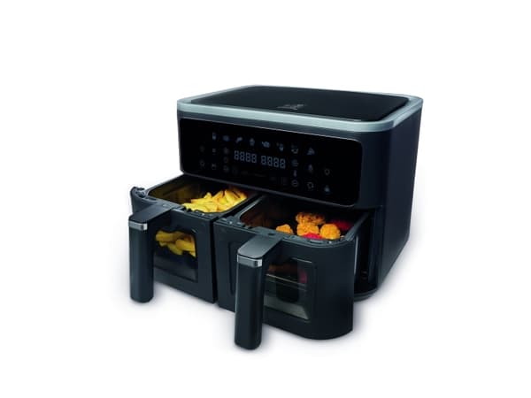 Fritel SnackTastic 8480 DUO, Varmluftfrityrkoker, 9 l, 1,35 kg, 40 °C, 200 °C, 8 personer Sort