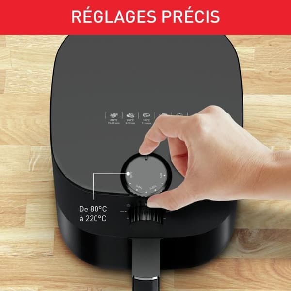 TEFAL EY130815 Elektrisk oljefri fritös, varmluftsteknik, 3,5 l kapacitet, kompakt, hälsosam och krispig matlagning, svart
