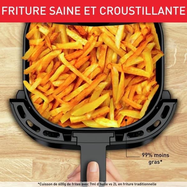 TEFAL EY130815 Elektrisk oljefri fritös, varmluftsteknik, 3,5 l kapacitet, kompakt, hälsosam och krispig matlagning, svart