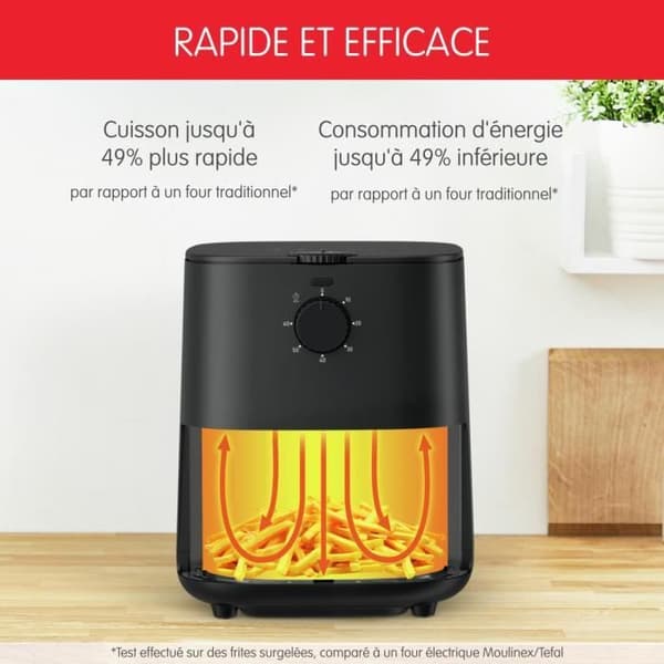 TEFAL EY130815 Elektrisk oljefri fritös, varmluftsteknik, 3,5 l kapacitet, kompakt, hälsosam och krispig matlagning, svart