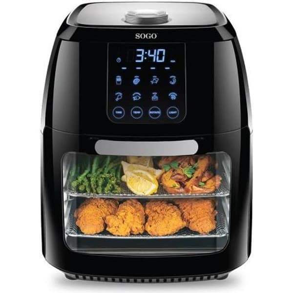 SOGO - 3 I 1 OLJEFRI FRITUS, ROSTNING OCH AVHYDRERING - 1400 W Svart, Silver