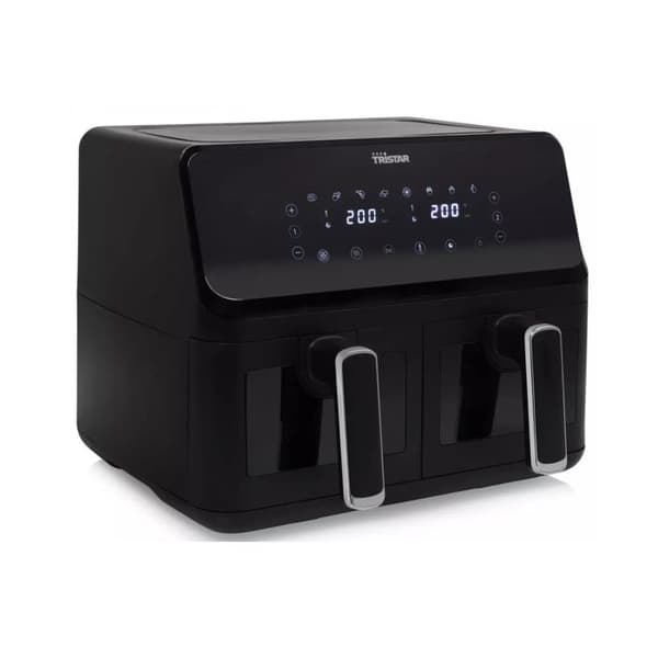 Tristar digital airfryer FR-9040-2x4 L - 2 kg pommes frites - 8 program eller manuella inställningar - Dubbel korg med hyttventiler Svart
