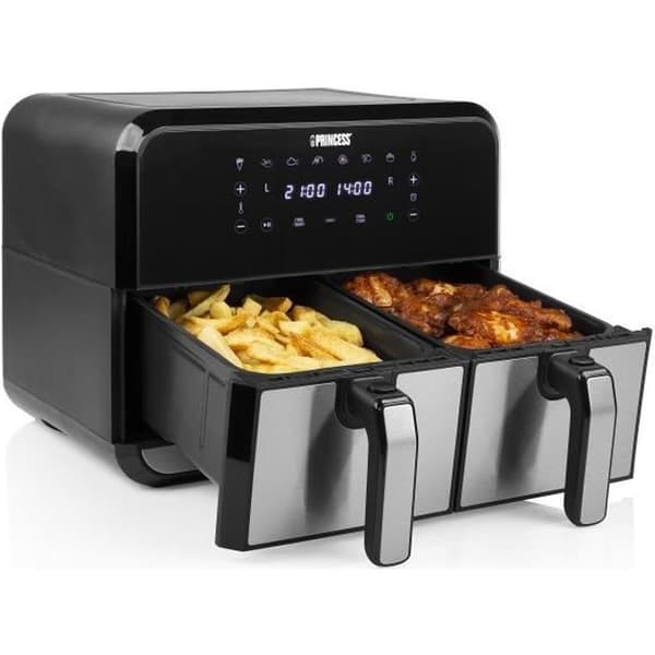 Princess 182074 dubbelkorg oljefri fritös - Kapacitet 2 x 4 liter - 1600 W
