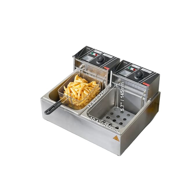 Kommerciel elektrisk frituregryde, dobbelt tankdesign, 3000W effekt,ikke timer ingen filter