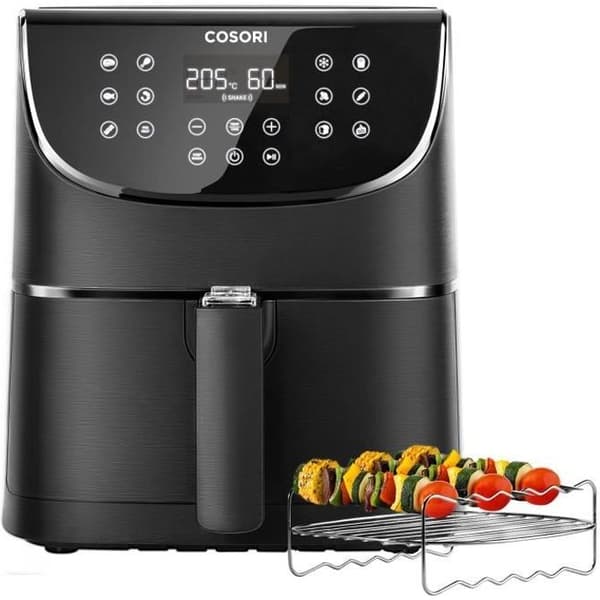 Cosori Oil-Free Hot Air Fryer 5,5 L, med 11 program, Håll varm &amp; Förvärm Funktion-Svart Svart