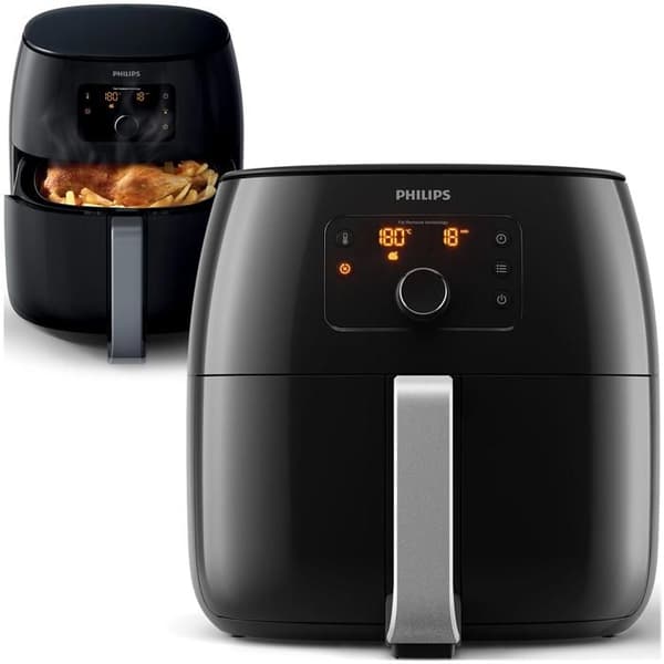 Philips AirFryer XXL Premium, 1,4 kg, 6 portioner, LCD-skärm, fettreducerande teknik, svart (HD9650/90) Svart