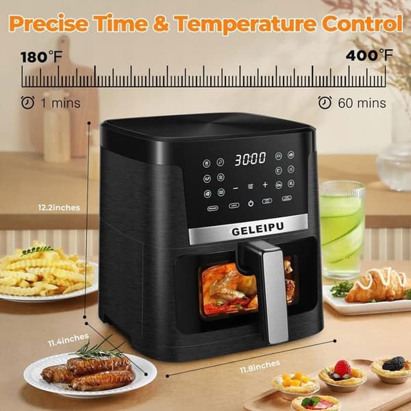 GELEIPU DL27 - Litet matlagningsapparat - Luftfritös - Elektronisk fritös - Fritös utan fett - 7L