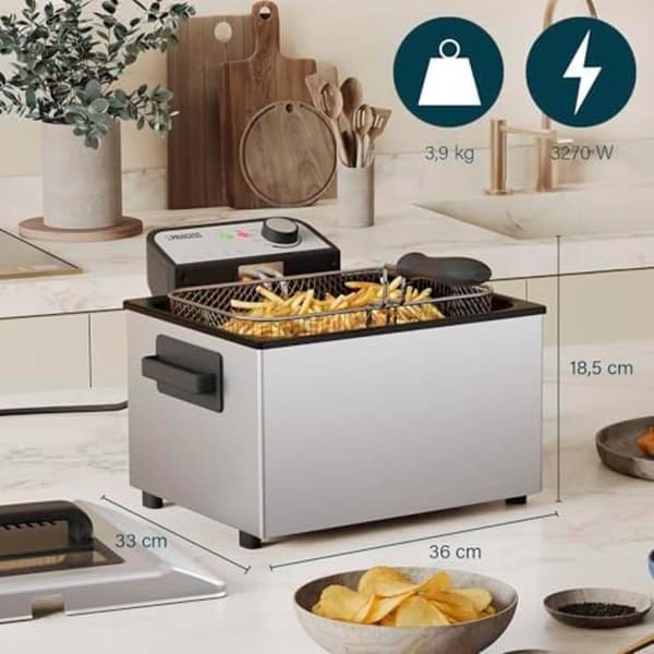 Fritös - PRINCESS - Modell 5L - 3270 W - Cool Zone-teknologi - Rostfritt stål