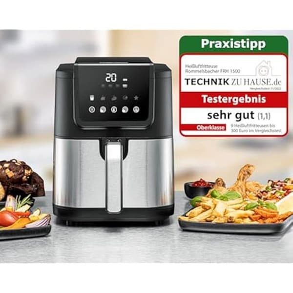 Luftfritös - ROMMELSBACHER - FRH 1500 - 5 L - 1500 W - Svart i rostfritt stål