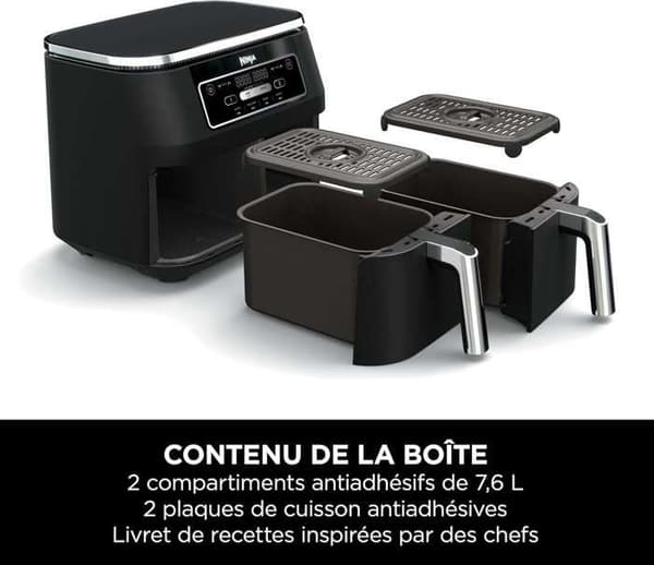 NINJA FOODI - DIGITAL AIR FRYER - AIR FRYER - 2 LÅDOR - 4 I 1 - SVART