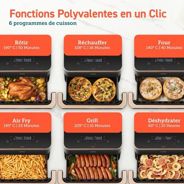 Luftfritös - COSORI - Twinfry Chef Edition - 10 Liter - 2800 W - Temperatur 35°C-240°C