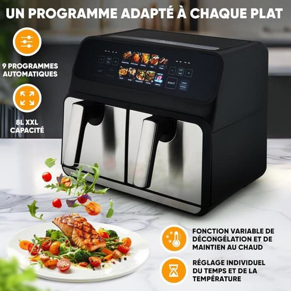 Dubbel luftfritös 2200W 8 liter (2x4 L) PROFICOOK