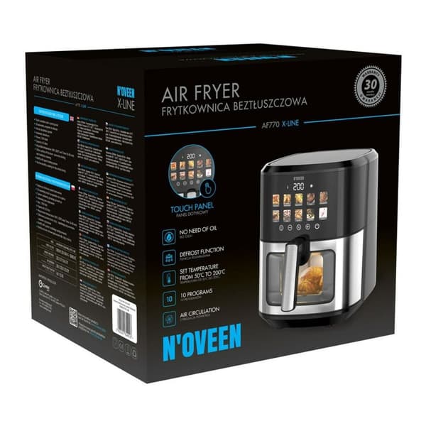 Luftfrityrkoker N'oveen AF770 Svart Sølv 1700 W 6,5 L