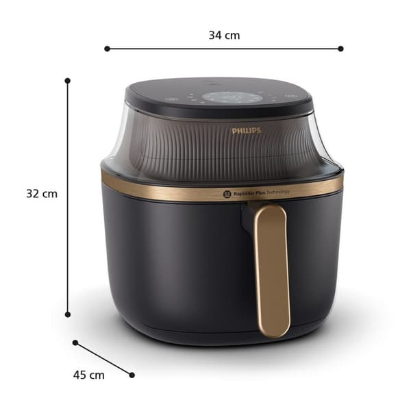 Varmluftsfrituregryde Philips NA342/00 Sort Guld 2000 W 1,4 Kg 7,2 L