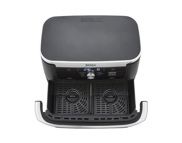 Ninja AF500EU frituregryde Dobbelt 10,4 L Fritstående 2470 W Varmluftfrituregryde Sort, Rustfrit stål