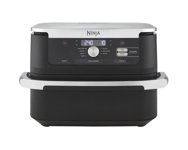 Ninja AF500EU frituregryde Dobbelt 10,4 L Fritstående 2470 W Varmluftfrituregryde Sort, Rustfrit stål