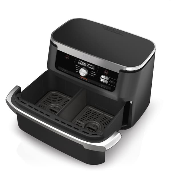 Ninja AF500EU frituregryde Dobbelt 10,4 L Fritstående 2470 W Varmluftfrituregryde Sort, Rustfrit stål