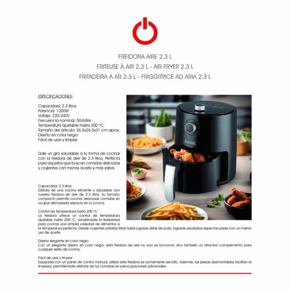Airfryer Basic Home Musta 1200 W 2,3 L