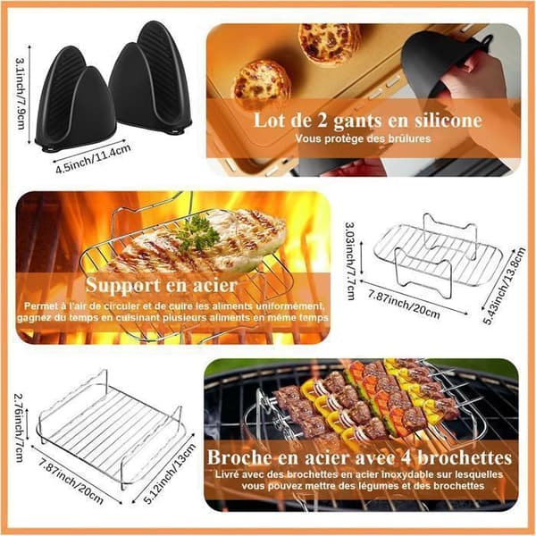 14 Delar Silikon Tillbehör Air Fryer, Silikon Form Air Fryer - 1×10.4L + 2×5.2L - för Ninja Foodi Flex 10.4 L AF500EU