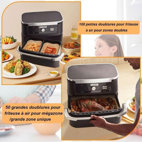 150 Stycken Papperslagning för Air Fryer, Tillbehör för Air Fryer, för Ninja Foodi FlexDrawer Air Fryer 10,4L, för Ninja 10,4L AF500EU