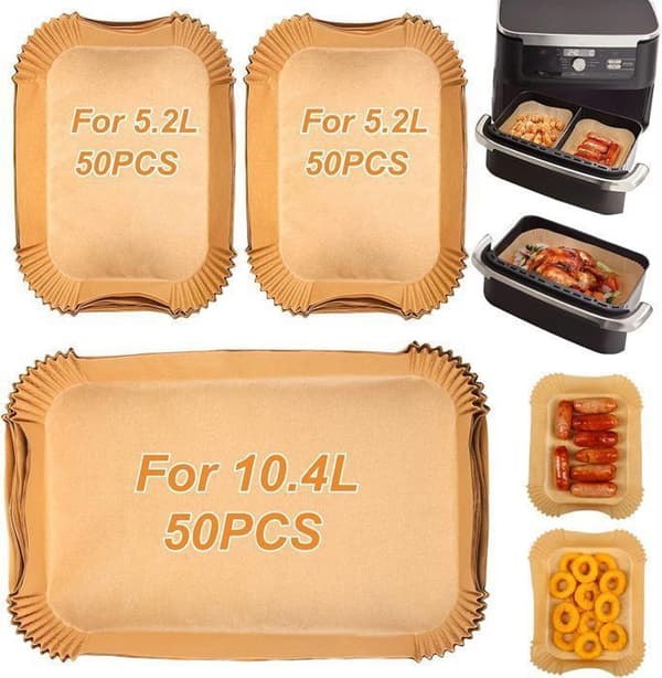 150 Stycken Papperslagning för Air Fryer, Tillbehör för Air Fryer, för Ninja Foodi FlexDrawer Air Fryer 10,4L, för Ninja 10,4L AF500EU