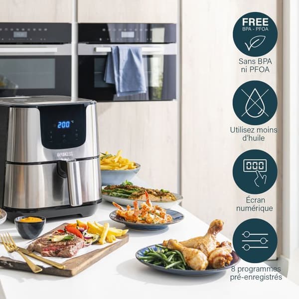 Airfryer XXL Deluxe Princess 182060 oljefri fritös - För 9 personer - Receptbok ingår - 5,5 L - 1,25 kg pommes frites