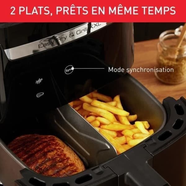 MOULINEX EZ801810 Easy Fry&Grill 2-in-1 Varmluftsfritös och grill, Kapacitet 1,5 kg, Separator för dubbel matlagning, Hälsosam matlagning