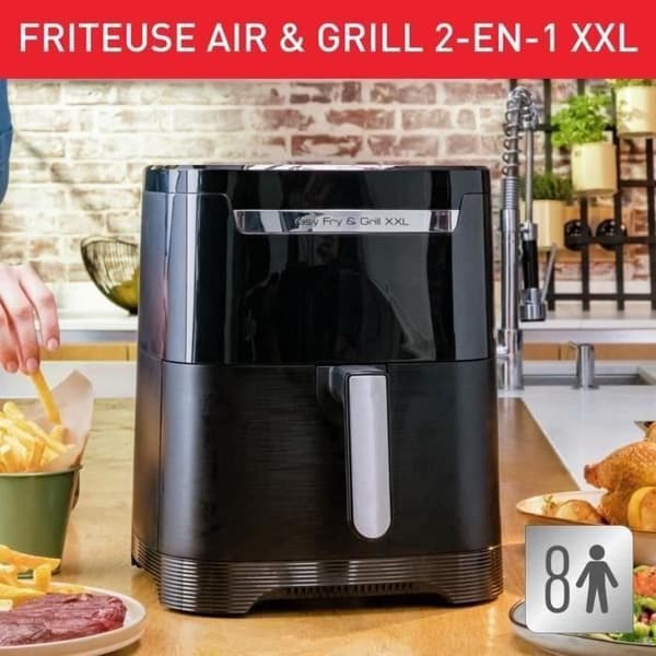 MOULINEX EZ801810 Easy Fry&amp;Grill 2-in-1 Varmluftsfritös och grill, Kapacitet 1,5 kg, Separator för dubbel matlagning, Hälsosam matlagning