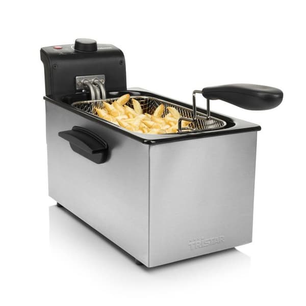 Tristar FR-6946 Fritös - Kallzon - Justerbar termostat - 2000 W - Rostfritt stål - Rostfritt stål/Svart - 3 L Svart, Rostfritt stål