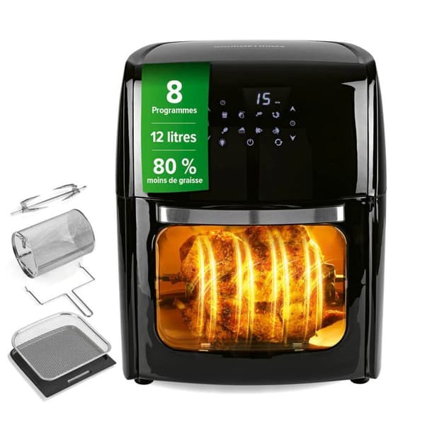Luftfritös - GOURMETmaxx - 12 l - 1800 W - Pekskärm - Multifunktionell Svart