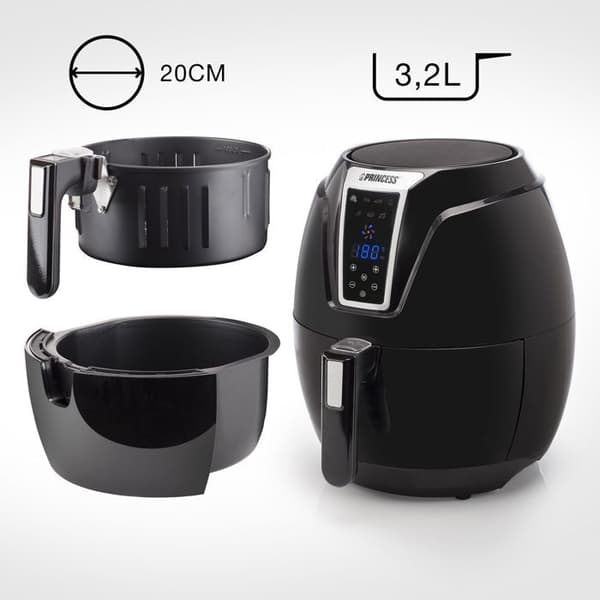 Airfryer Princess 182021 Digital oljefri fritös - Nedladdningsbar digital receptbok - 3,2 L - 1400 W