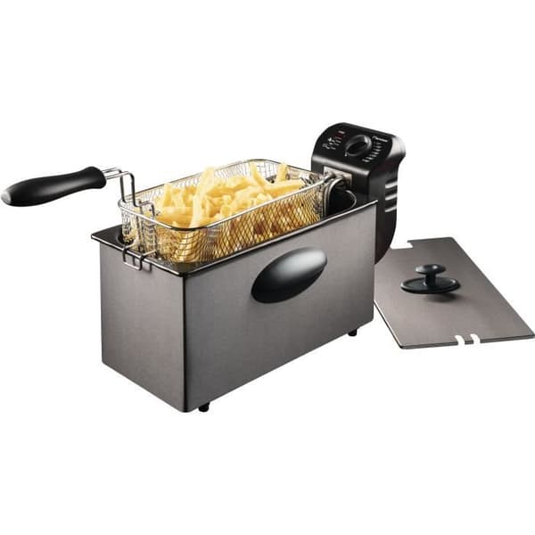 Bestron Oil-fritös med kallzonsteknik, 3,5 liter, Med temperaturregulator, 2000 Watt, Färg: antracit