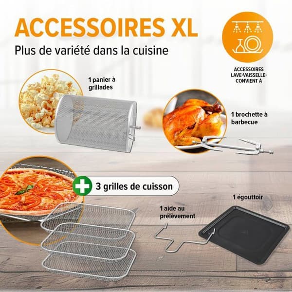 Luftfritör - GOURMETmaxx - XXL Ugn - 12 l - 1800 W - Pekskärm, rotisserie
