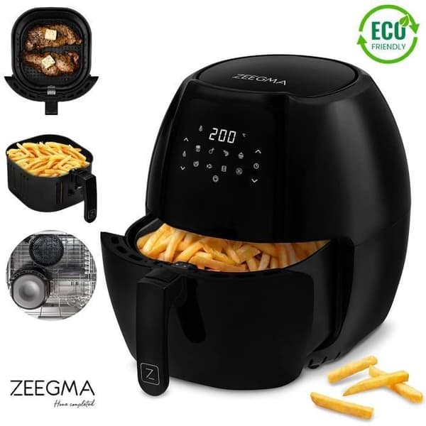 ZEEGMA Knapper Grand oljefri fritös - 1800W - 200° på 60-talet - 6L - 8 program