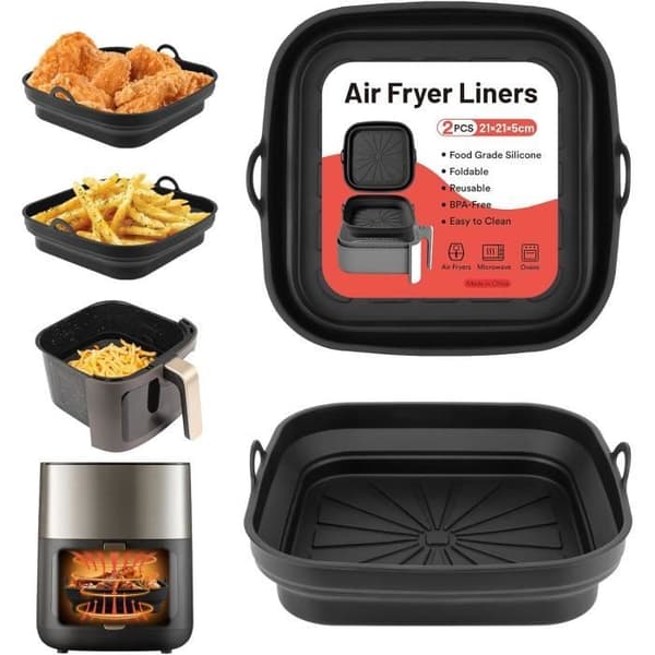 Siliconform för Luftfritös - ALYVISUN - 2 Stycken - Tål 230°C - Fällbar - Non-stick