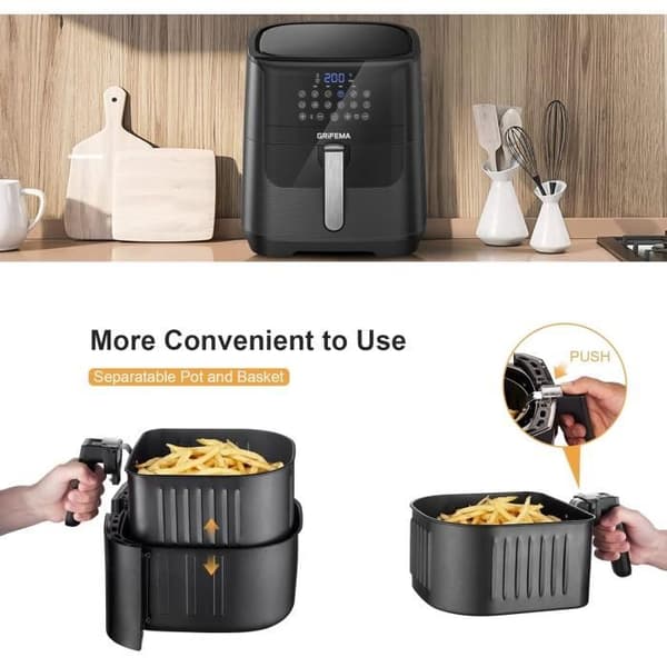 Fritös utan olja - GRIFEMA - GC2001 - 6,5L - 1800W - LED pekskärm