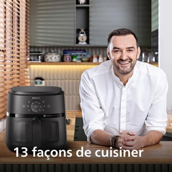 Philips Airfryer serie 2000 6.2L - 1700W Effekt, Kokkefenster, RapidAir-teknologi, Digitalt berøringsskjerm, 13 alternativer av