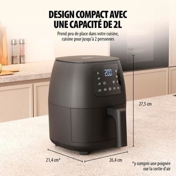Digital luftfritös Tristar FR-9015 - Utan olja - 6 matlagningsprogram - 2L - 1500W - Svart