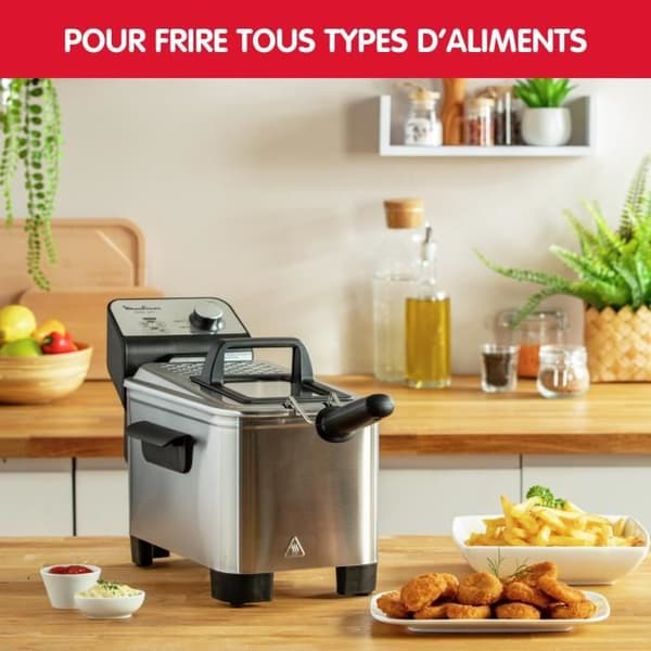 MOULINEX Semi-professionell elektrisk fritös, 3 L, Nedsänkt värmeelement, Kontrollerad temperatur, Droppläge AM338070