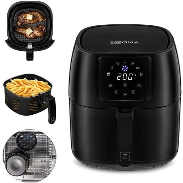 ZEEGMA Knapper Pro - Oljefri fritös - Quick Air 1400W - 3,5L - 7 program - LCD pekskärm - Teflonöverdrag - Svart