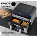 Pikkukuva 2 / 4: FAGOR Öljytön Friteerauskeitin - Airfryer FGF10 - 10 litran tilavuus - 4,5 litran kaksoissäiliöt - irrotettava väliseinä - 2400 W