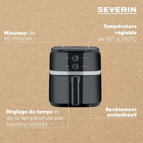 SEVERIN Oljefri Fritös - FR2452 - 5L Kapacitet - 8 Matlagningsprogram - 1500W