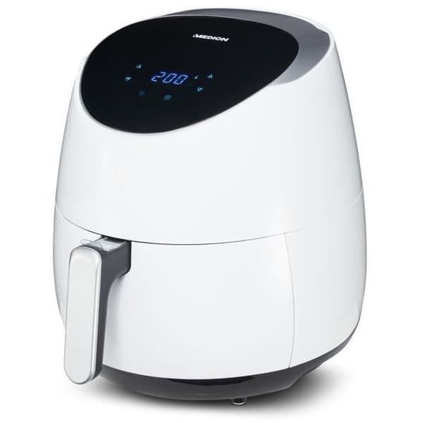 Oliefri varmluftfrituregryde - MEDION - MD 19279 - Digitalt kontrolpanel - 8 programmer - 5L - 2000W Hvid