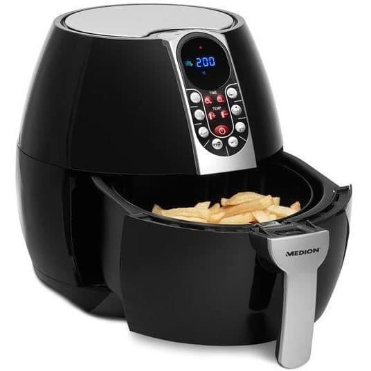 Oljefri varmluftsfritös - MD 17320 - Digital kontrollpanel - 8 program - 8 l - 1500W Svart, Silver