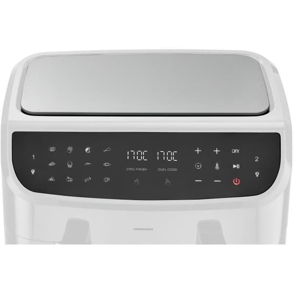Kuumailmakeitin - MEDION - P20 XXL Twin - 2600 W - 2 koria - 9 ohjelmaa - Valkoinen