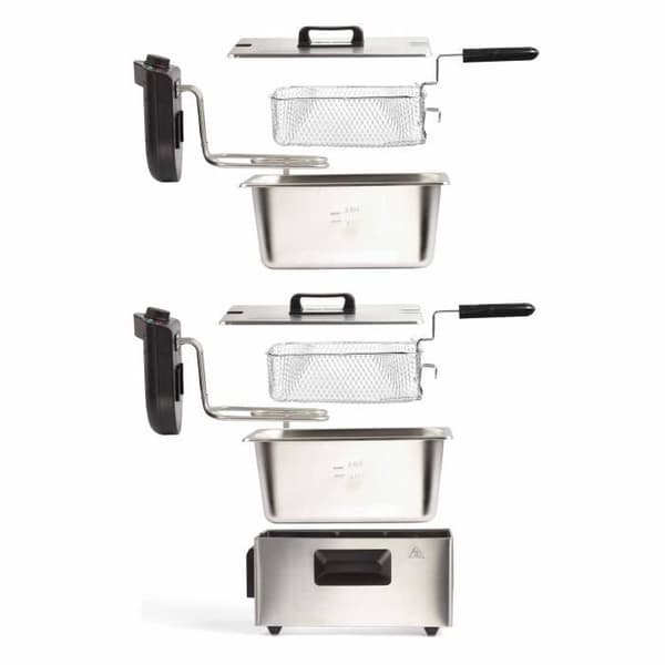 LIVOO DOC217 Dubbelfritös - 2 x 3 L - Rostfritt stål 3300W - Svart + Grå