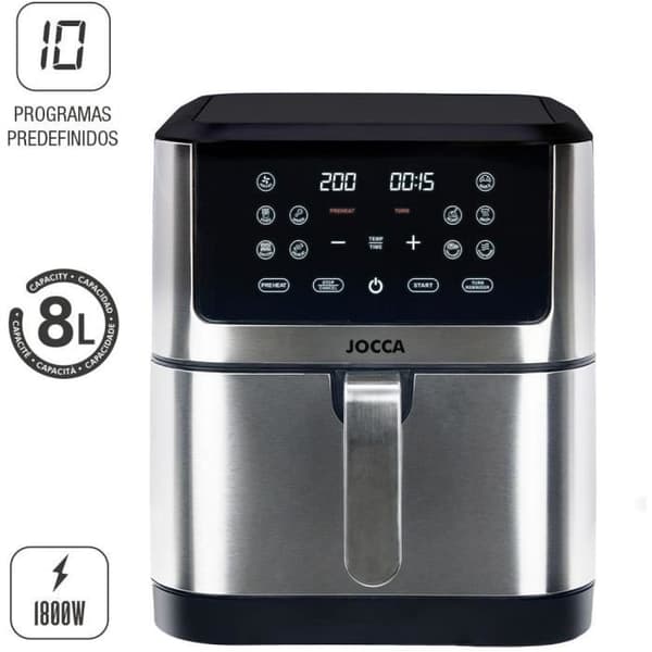 Öljytön friteerauskeitin - JOCCA - 2193 - 8L - 1800 W - 30,3 x 38,3 x 35,1 cm - Ruostumaton teräs