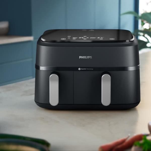 PHILIPS Airfryer NA351/00 - 9L dobbelttank - 8 madlavningsprogrammer - 2750W